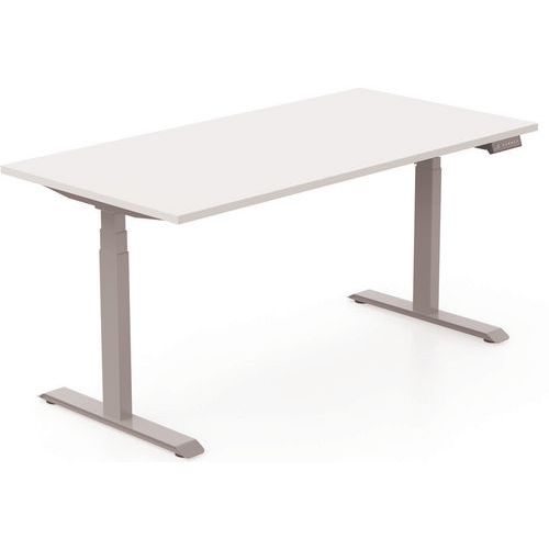 Bureau Motorisé L140xp80 Cm Ép.25 Mm Blanc/alu