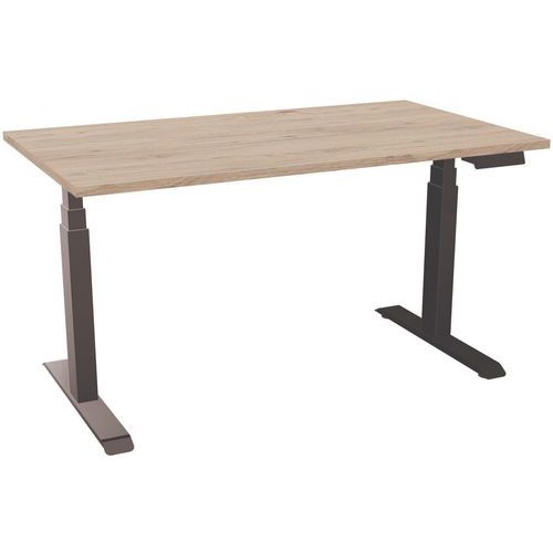 EOL - Bureau électrique Axel L140xP80 cm Chêne Brunswick/Noir - 98% Recyclé - Hauteur Ajustable - Éco-responsable