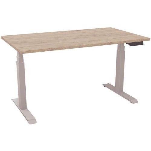 Bureau Motorisé L140xp80 Cm Ép.25 Mm Chêne Brunswick/alu