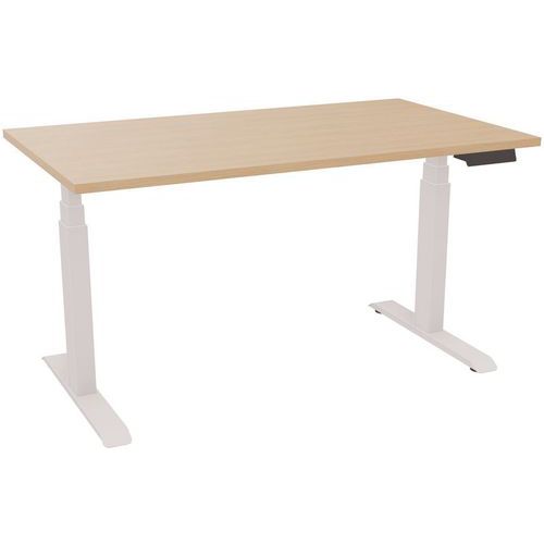 EOL - Bureau électrique Axel L140xP80 cm Chêne Clair/Blanc - Plateau 25mm - 98% Recyclé - Éco-responsable