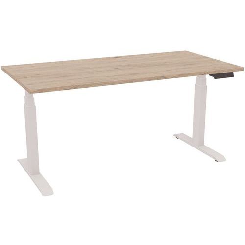 EOL - Bureau électrique Axel L160xP80 cm Chêne Brunswick/Blanc - Plateau 25mm - 98% Recyclé - Éco-responsable