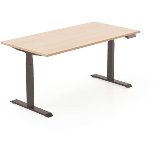 EOL - Bureau électrique Axel L160xP80 cm Chêne Clair/Noir - 98% Recyclé - Hauteur Ajustable