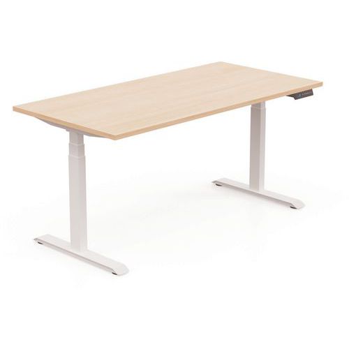 EOL - Bureau électrique Axel L160xP80 cm Chêne Clair/Blanc - Plateau 25mm - 98% Recyclé - Éco-responsable