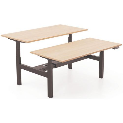 EOL - Bureau droit face à face Axel 160x80cm Chêne clair/Noir - 98% recyclé, Éco-responsable