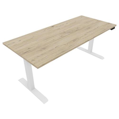 Bureau Motorisé L180xp80 Cm Ép.25 Mm Chêne Brunswick/blanc