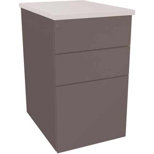 EOL - Caisson de bureau 3 tiroirs - Gris/Blanc - L43,2 x P60 x H73cm - Acier - Livré monté