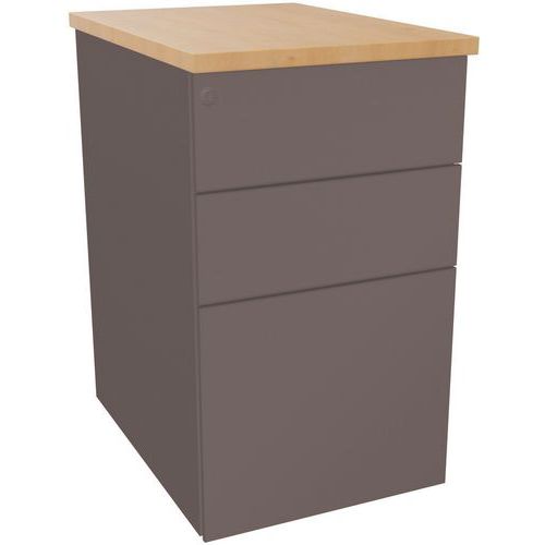 EOL - Caisson de bureau 3 tiroirs - Gris/Hêtre - 73x43.2x60cm - Acier - Livré monté - Éco-responsable