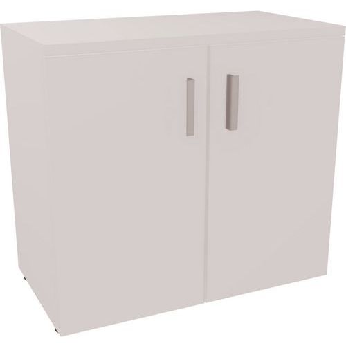 EOL - Armoire de bureau 2 portes battantes L80xH73.5cm Blanc Mélamine - 1 tablette - Montage facile - Éco-responsable