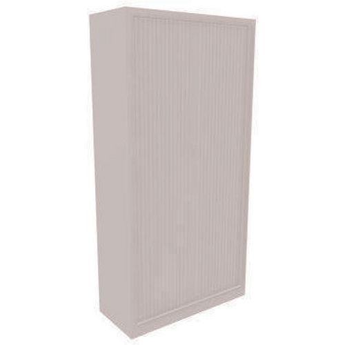 EOL - Armoire de bureau à rideaux PVC Gris Clair - 198x100 cm - 4 tablettes, fermeture à clé, éco-responsable