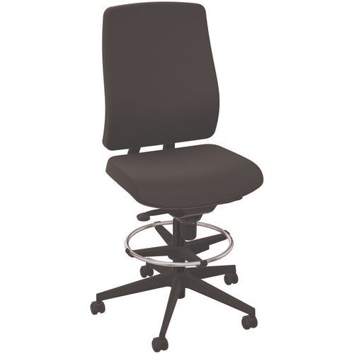 EOL - Fauteuil de bureau Oscar Confort Tissu Noir - Synchrone, Dossier Haut, Renfort Lombaire, Éco-responsable