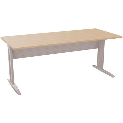 EOL - Bureau Pied L 180x80 cm Gris/Chêne Clair - 66% Recyclé - Éco-responsable - Idol