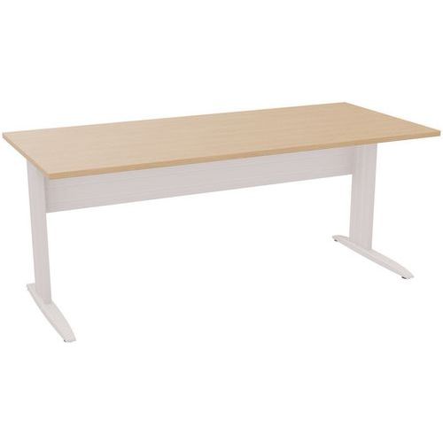 EOL - Bureau L 180x80 cm Blanc/Chêne Clair - Pieds en L avec carter - 66% Recyclé - Éco-responsable