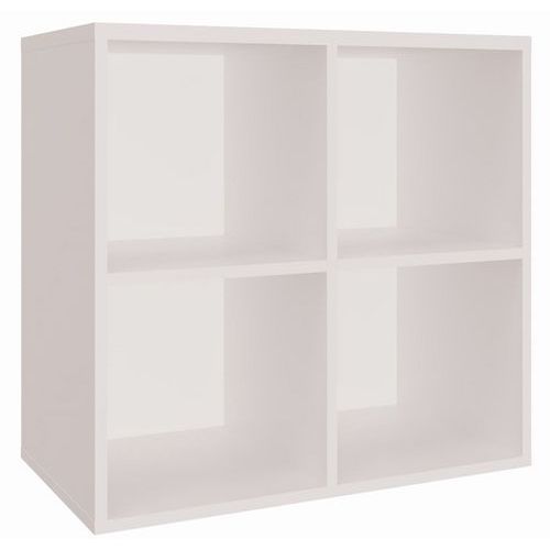 EOL - Meuble 4 cases Camille L80,7xH75,5xP 43,2 cm blanc - Mélamine - Éco-responsable - Armoire de bureau