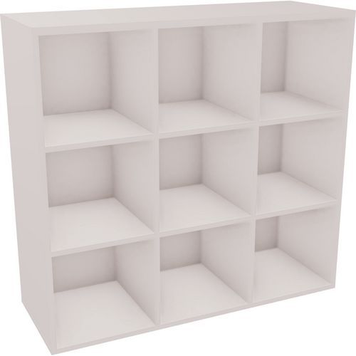 EOL - Meuble 9 multicases Camille - Blanc - L120xH112,3xP43,2cm - Éco-responsable PEFC