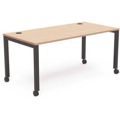 Bureau Mobile Arial 160x80cm - H 735cm - Chêne Clair - Noir