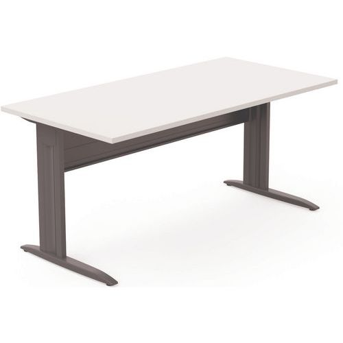 EOL - Bureau Pied L 160x80 cm Gris Anthracite/Blanc - 66% Recyclé - Éco-responsable
