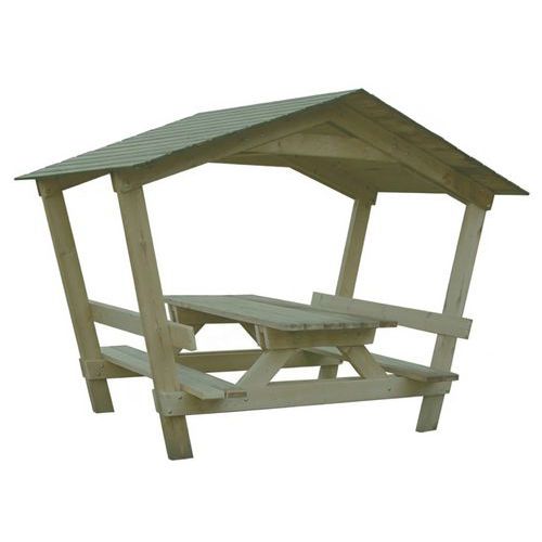 Procity - Table bancs Castor 2m Pin - 8 places - Mobilier d'extérieur résistant et pratique