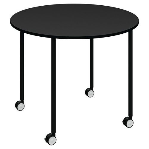 Table Mobile Flex Office Ronde Ã˜ 96 Cm Plateau Noir