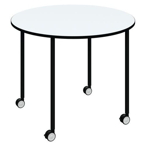 Table Mobile Flex Office Ronde Ã˜ 96 Cm Plateau Blanc