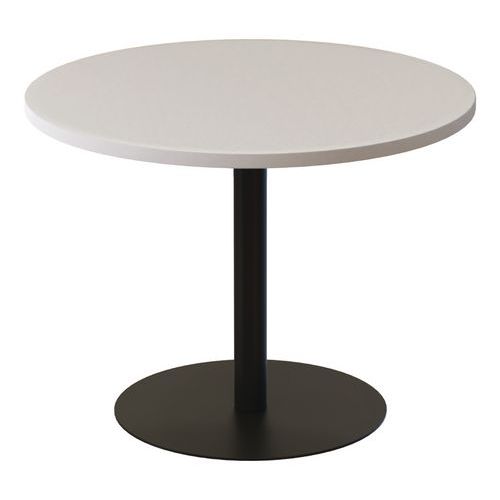 Guéridon Bas Easy Office Pied Noir Ã˜ 80 Cm Plateau Blanc