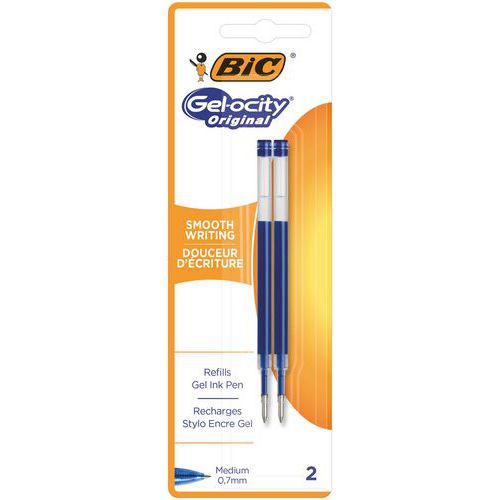Bic Gel-ocity Original Recharges Gel Pointe Moyenne Bleue