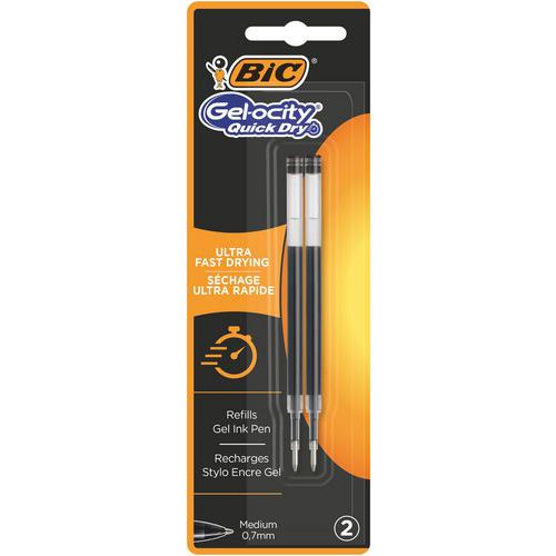 Bic Gel-ocity Quick Dry Recharges Gel Pointe Moyenne Noire