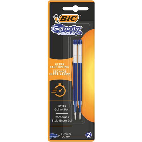 Bic Gel-ocity Quick Dry Recharges Gel Pointe Moyenne Bleue