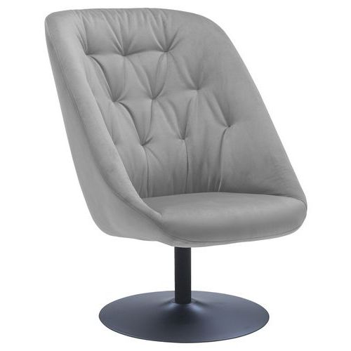 Fauteuil Pivotant Turn Pied Noir Assise Grise