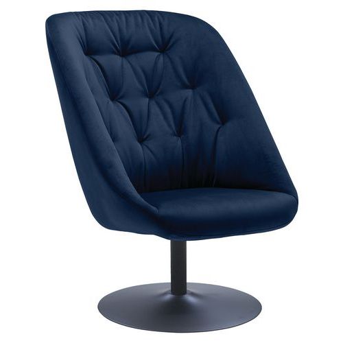 Fauteuil Pivotant Turn Pied Noir Assise Bleue
