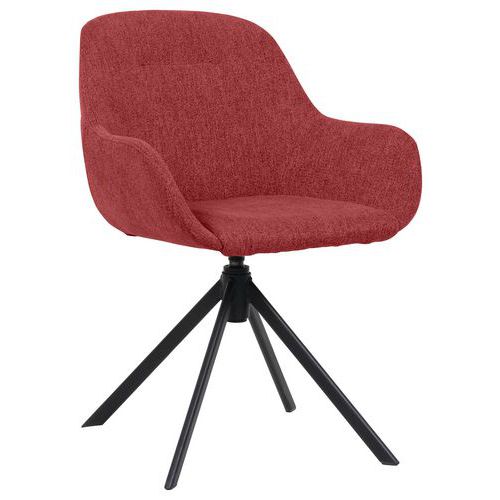 Fauteuil Pivotant Sira Pied Noir Assise Rouge
