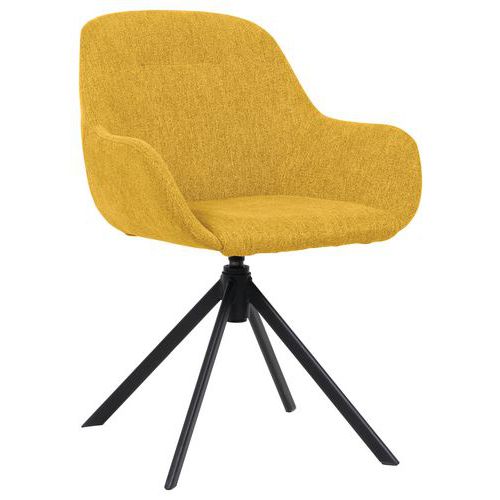 Fauteuil Pivotant Sira Pied Noir Assise Jaune