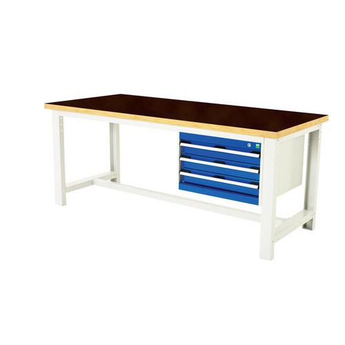 Etabli Cubio Arphénol - 3 tiroirs, Largeur 2000mm, Profondeur 900mm, Hauteur 840mm - Bott