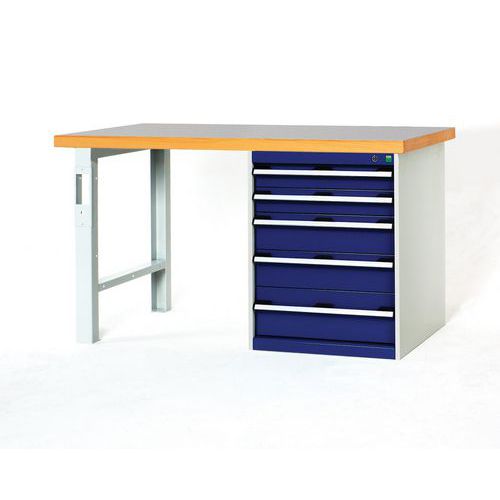 Bott - Établi Cubio Combi 5 Tiroirs - Stratifié 1500x750x840mm - Charge 75kg/tiroir - Mobilier d'atelier professionnel
