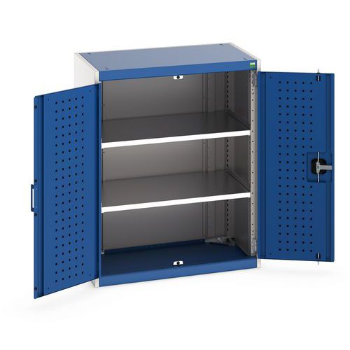 Bott - Armoire Cubio 1000x800x525 mm Bleu - 2 Portes 2 Tablettes - Acier Robuste 1500kg