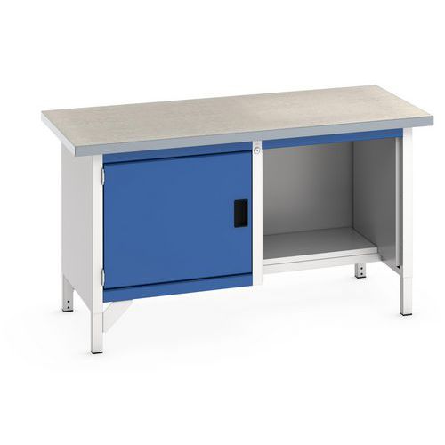 Etabli fixe monobloc Cubio - 1500mm, 1 porte, plateau linoléum - Bott