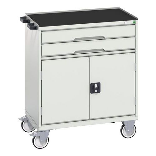 Servante Roulante Verso 800x550x965, 2 Portes, 1 Tablette, 2 Tiroirs, 61.35kg - Bott