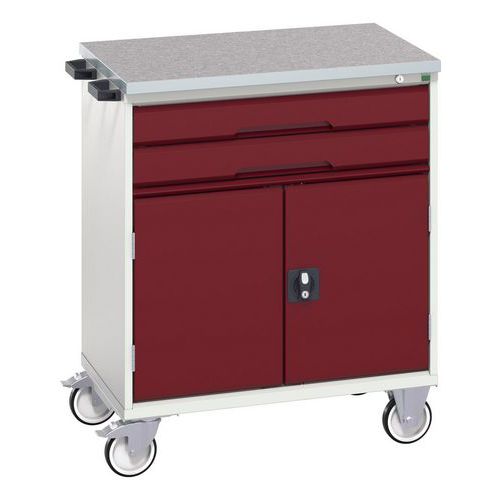 Servante Roulante Verso - 2 Portes Rouges, 1 Tablette, 69.01 kg - Bott