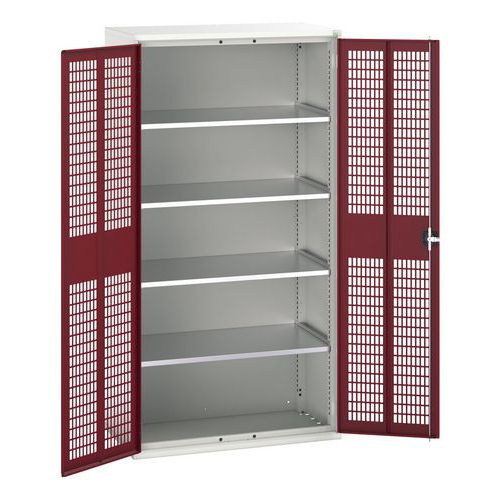 Bott - Armoire porte ventilée Verso - 2000x1050x550mm - Rouge - 1000kg charge max - Acier - Mobilier d'atelier
