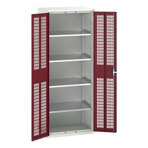 Bott - Armoire porte ventilée Verso 2000x800x550mm Rouge Foncé Gris Clair - Acier 1000kg - Livrée montée