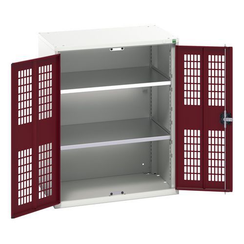 Bott - Armoire porte ventilée Verso 1000x800x550mm Rouge Foncé Gris Clair - 1000kg Charge Maxi - Acier - Livrée Montée