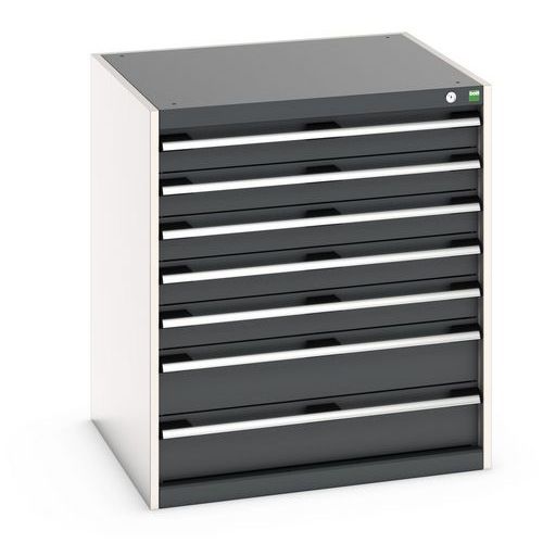 Bott - Armoire à tiroirs Cubio - 900x800x750mm - 7 tiroirs - Anthracite - Acier - Charge 1500kg
