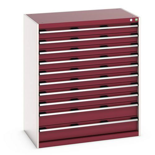 Armoire à tiroirs Cubio - 1200x1050x650mm - 10 tiroirs Rouge - Bott