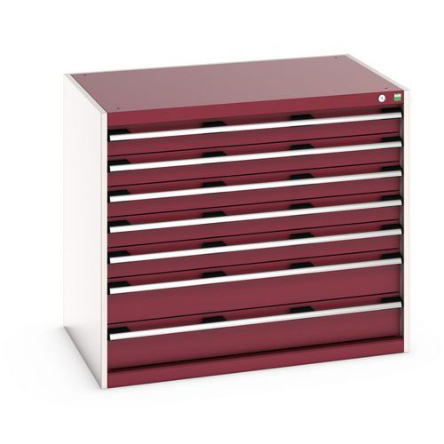 Bott - Armoire d'atelier Cubio 7 tiroirs - 900x1050x750mm - Acier Rouge/Gris - Charge 1500kg