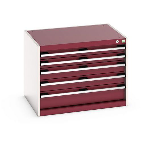 Bott - Armoire à tiroirs Cubio - 600x800x650mm - 5 tiroirs Rouge - Acier - Charge 1500kg