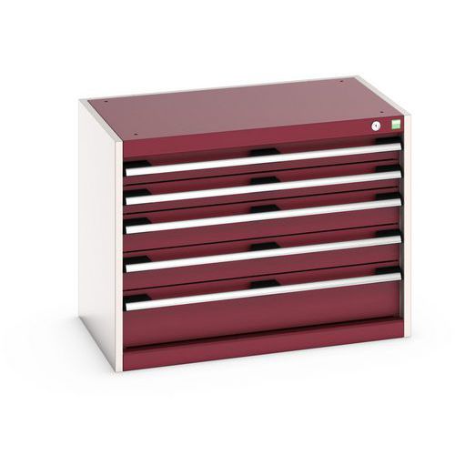 Bott - Armoire à tiroirs Cubio - 600x800x525mm - 5 tiroirs Rouge - Acier Robuste - 1500kg Charge Max