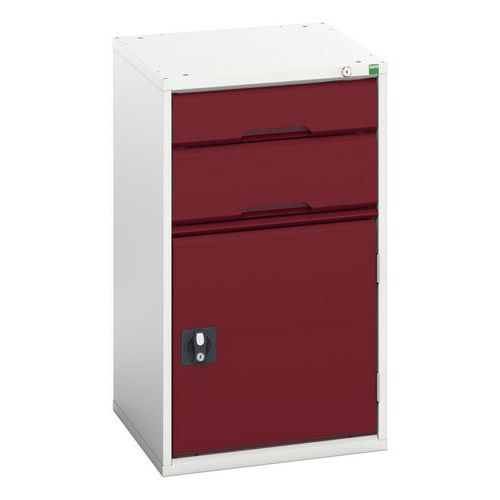 Bott - Armoire à tiroirs Verso - 900x525mm - 2 tiroirs Rouge - Acier - Charge 1000kg - Livré monté