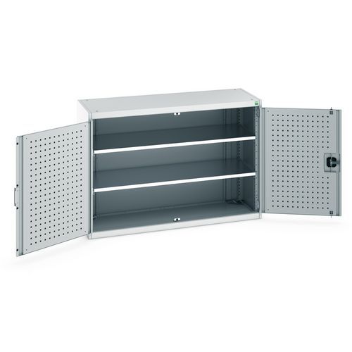 Armoire Cubio - Portes battantes Gris clair, Largeur 1300 mm, Charge 160 kg - Bott