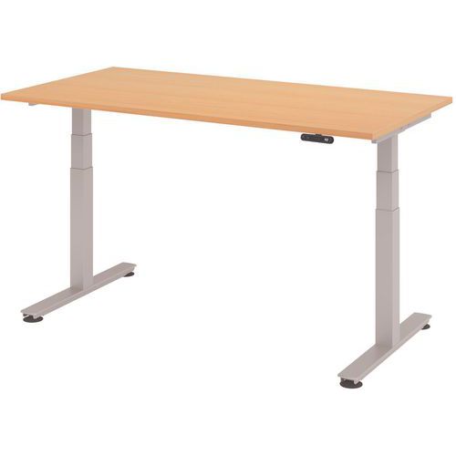 Hammerbacher - Bureau électrique Evol 160x80 cm Hêtre - Hauteur réglable 62-127 cm - Ergonomique et Éco-responsable