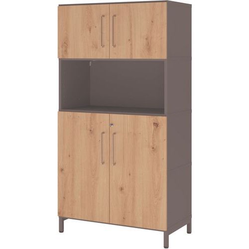 Armoire 4 Étagères-angle Ouverture 110°-graphite-chêne Ambré