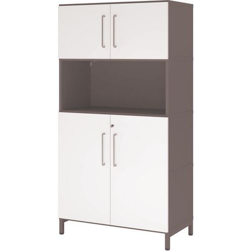 Armoire 4 Étagères- Angle Ouverture 110°-graphite-blanc